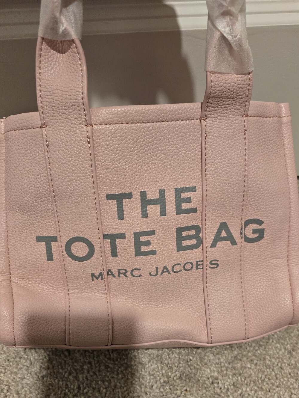 Marc Jacobs The Leather Mini Tote Bag Pink Logo Handbag